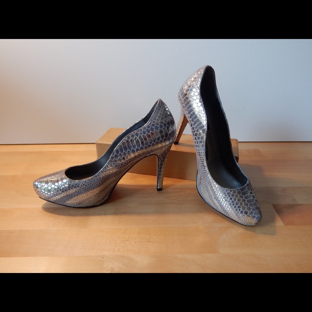 WHBM Silver Snake Heels